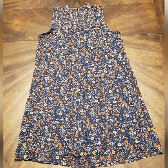 Massini Sleeveless Floral Smocked Shift Dress Navy Blue Size Small - Picture 7 of 16